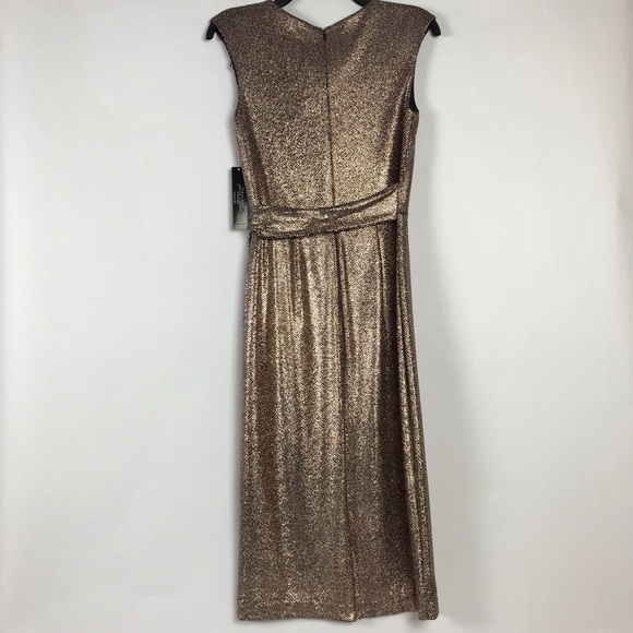 Tahari ASL Hammered Stretch Metallic Dress - Picture 5 of 16